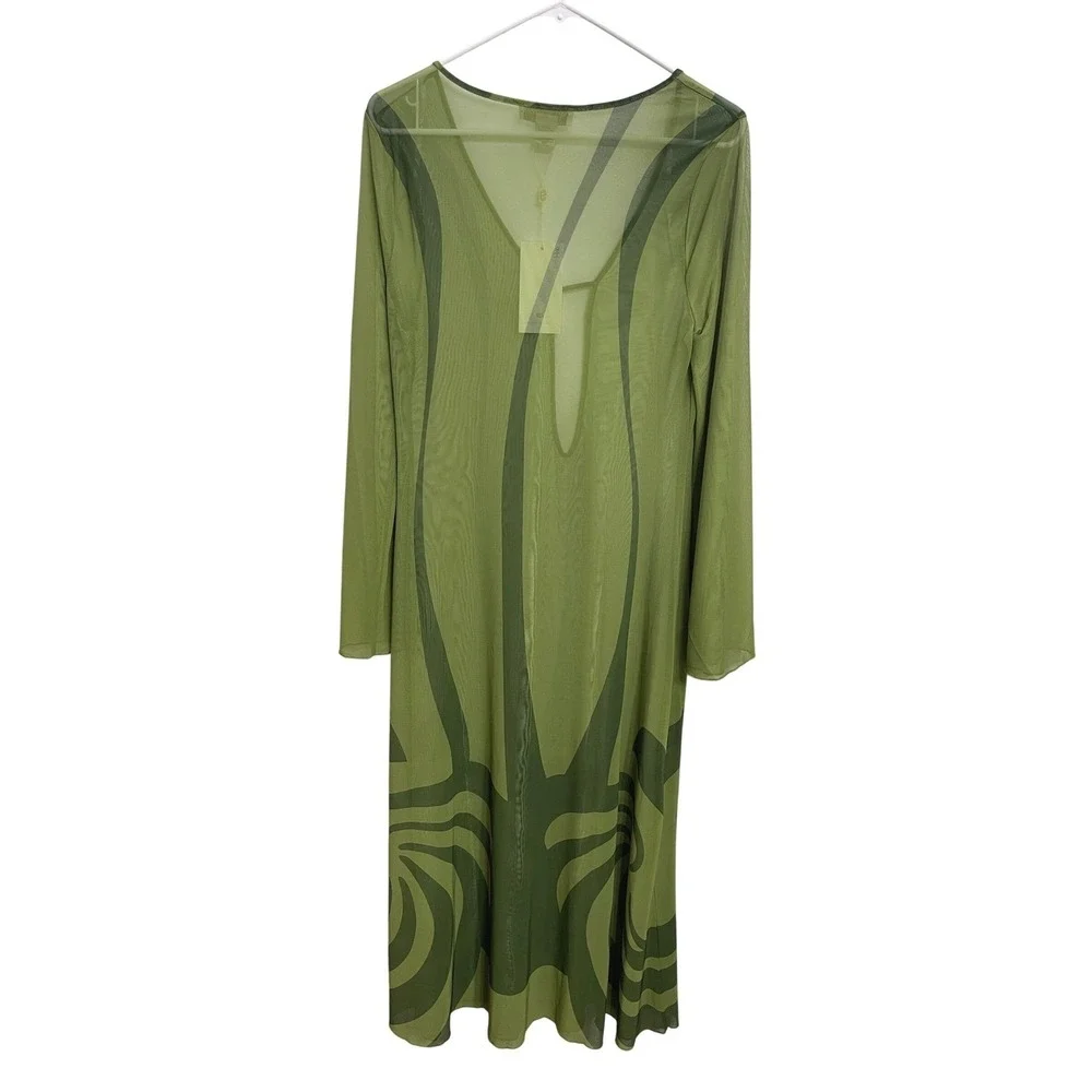 NWT Caroline Constas Sheer Maxi Swim Cover Up Dress Resort Beach Goddess Fairy M